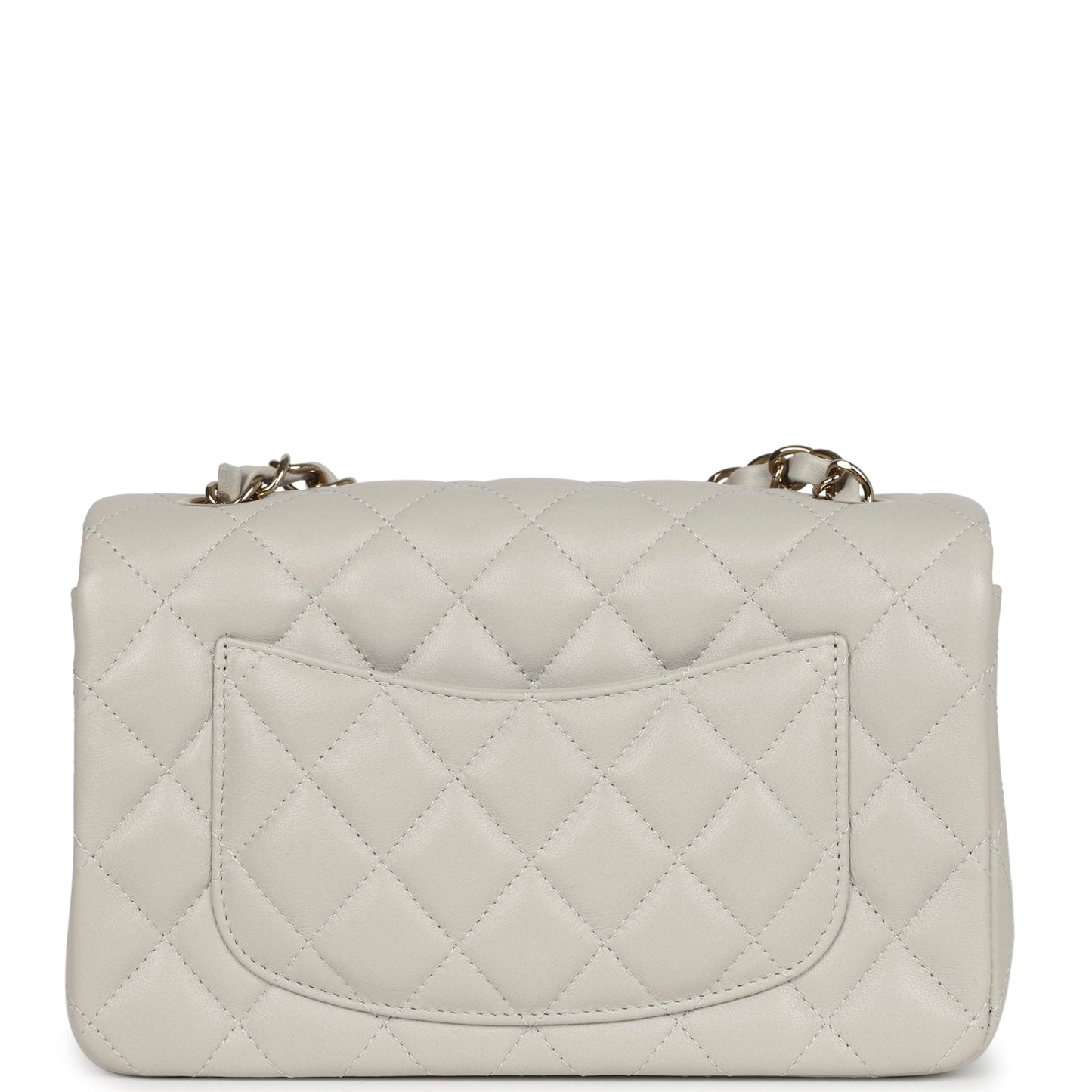 Chanel Mini Classic Rectangular Flap Bag Light Grey Lambskin Light Gold Hardware
