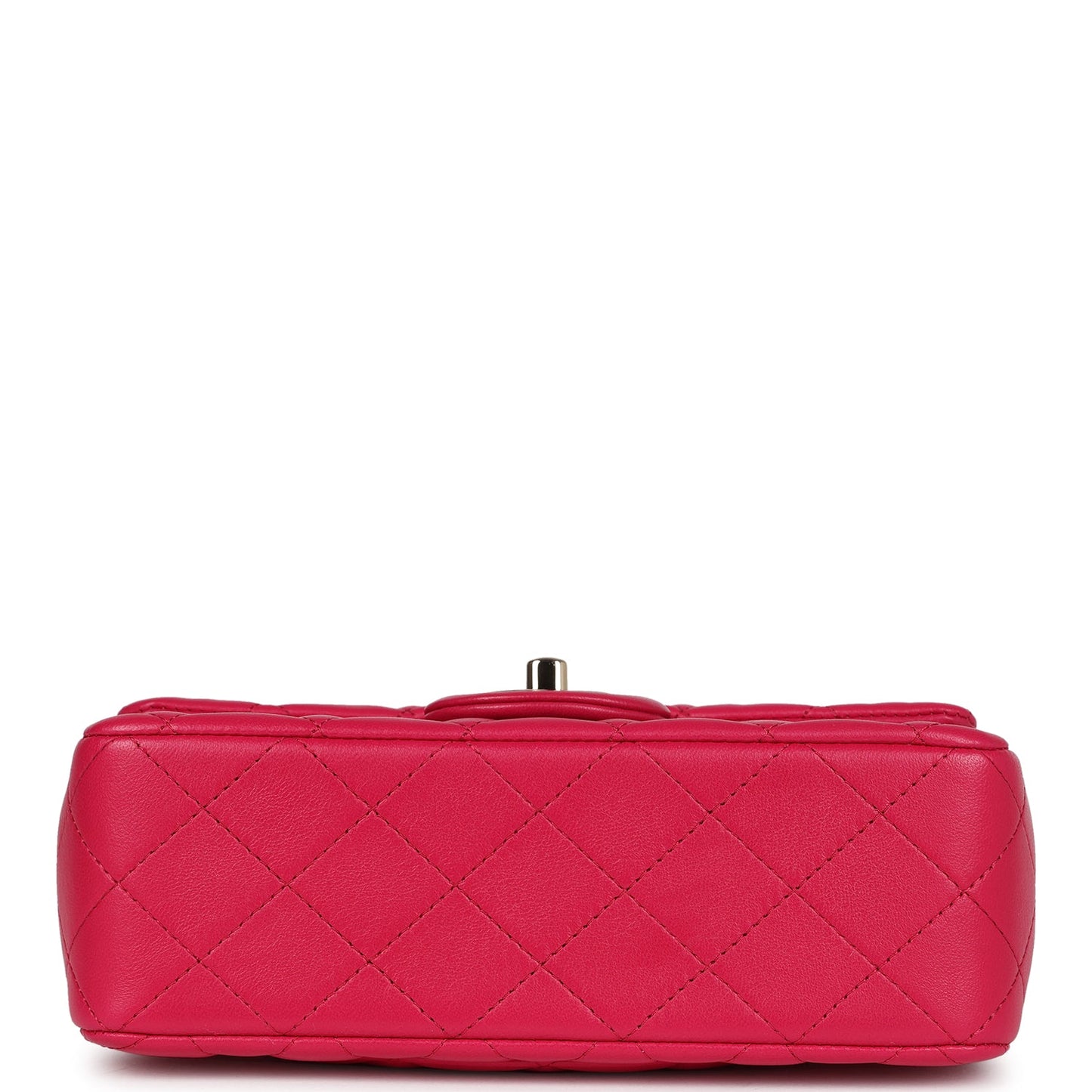 Chanel Mini Top Handle Rectangular Flap Bag Fuchsia Lambskin Light Gold Hardware