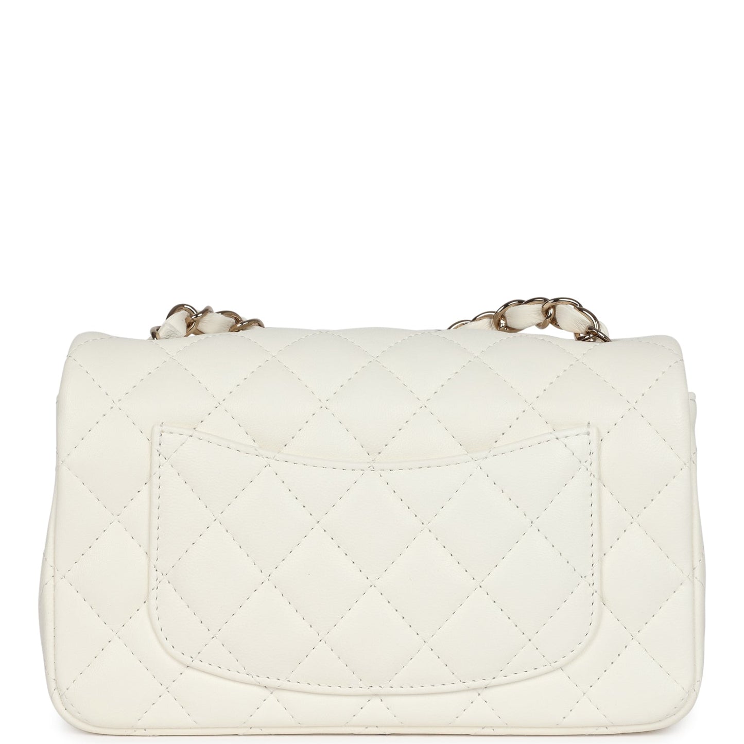 Chanel Mini Rectangular Flap Bag White Lambskin Light Gold Hardware