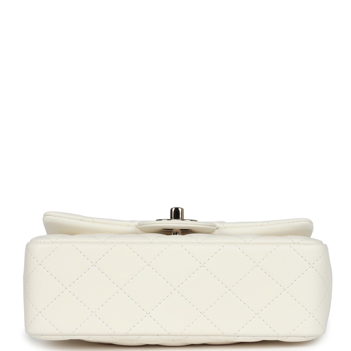 Chanel Mini Rectangular Flap Bag White Lambskin Light Gold Hardware