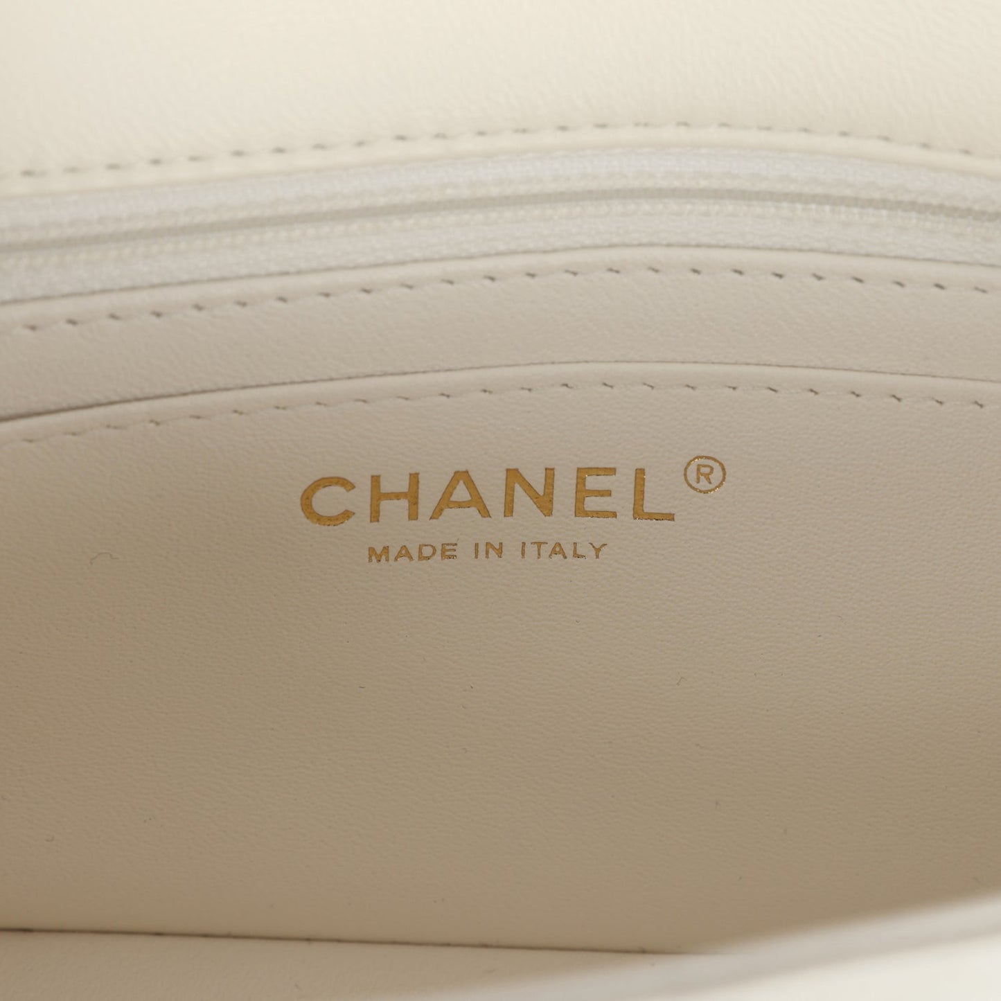 Chanel Mini Rectangular Flap Bag White Lambskin Light Gold Hardware