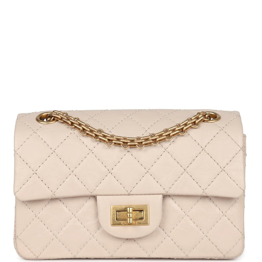 Chanel Mini Reissue 224 2.55 Flap Bag Beige Aged Calfskin Antique Gold Hardware