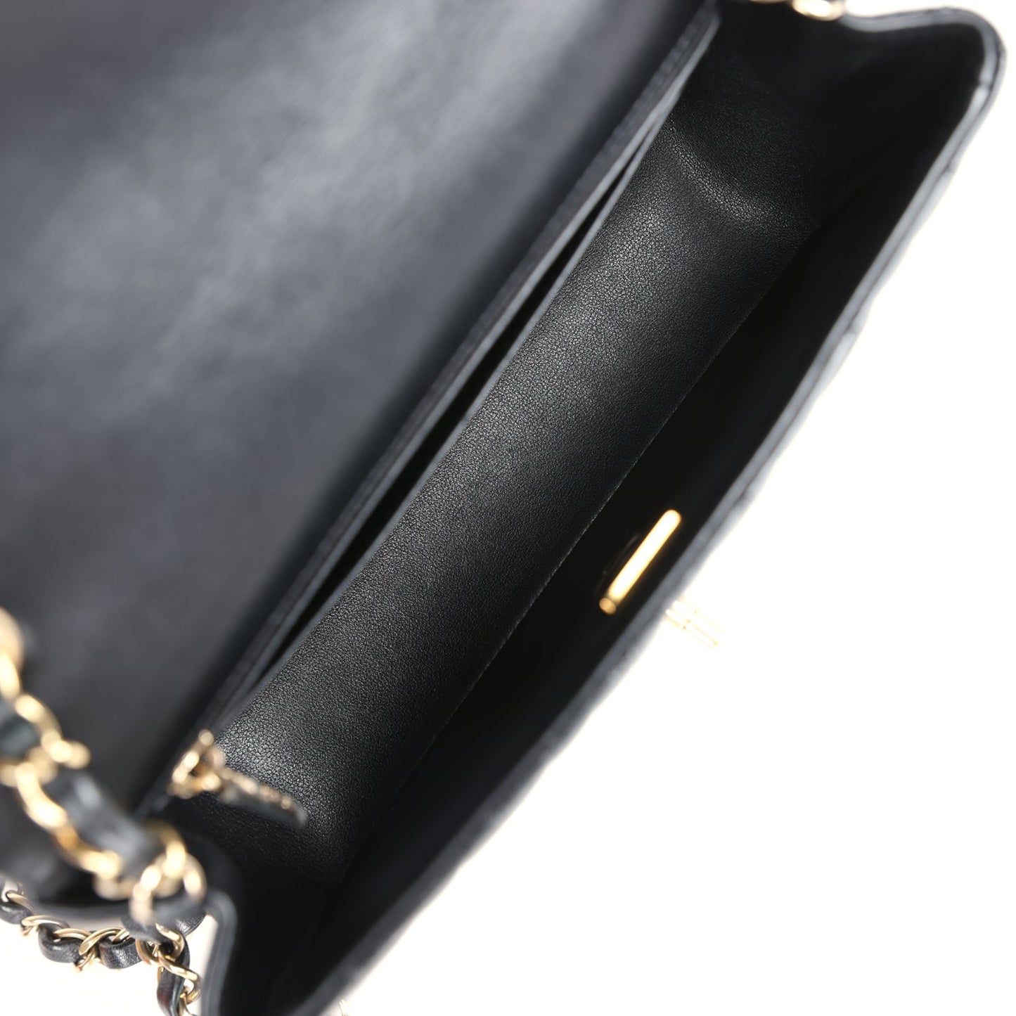 Chanel Mini Rectangular Flap Bag Black Lambskin Gold Hardware