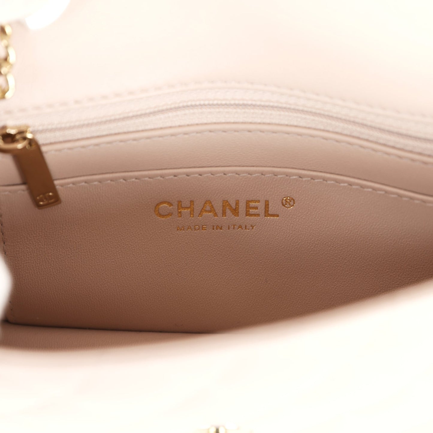 Chanel Mini Rectangular Flap Bag Light Beige Lambskin Light Gold Hardware