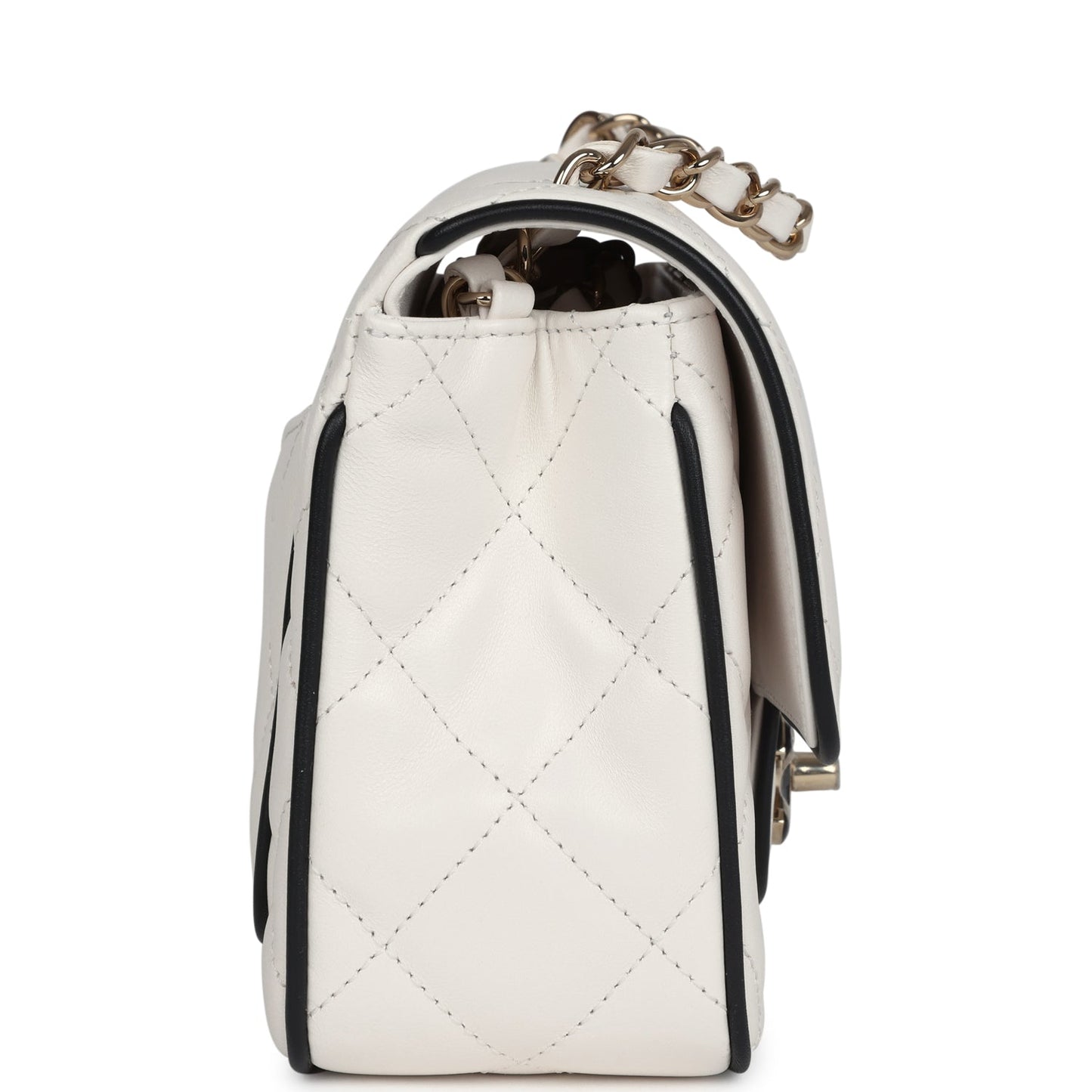 Chanel Mini Graphic Frame Flap Bag White and Black Lambskin Light Gold Hardware