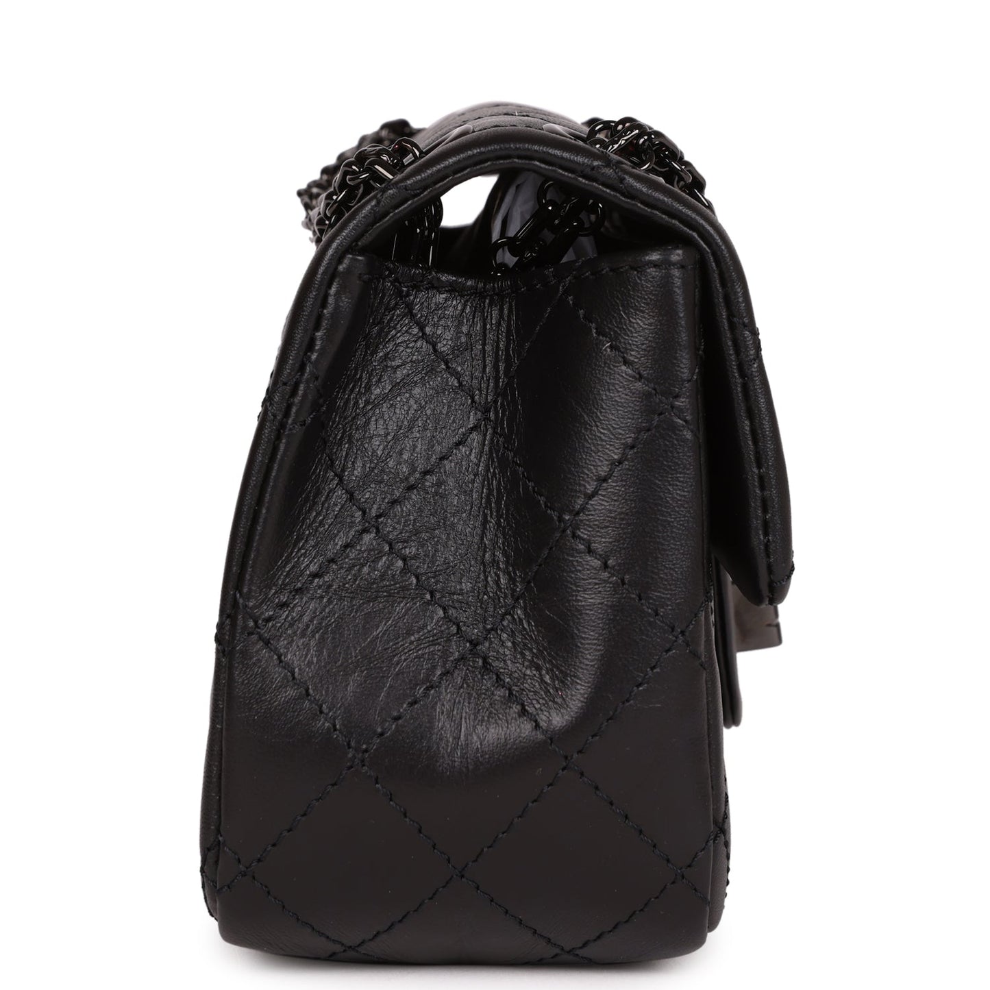 Chanel Mini Reissue 224 2.55 Flap So Black Aged Calfskin Black Hardware