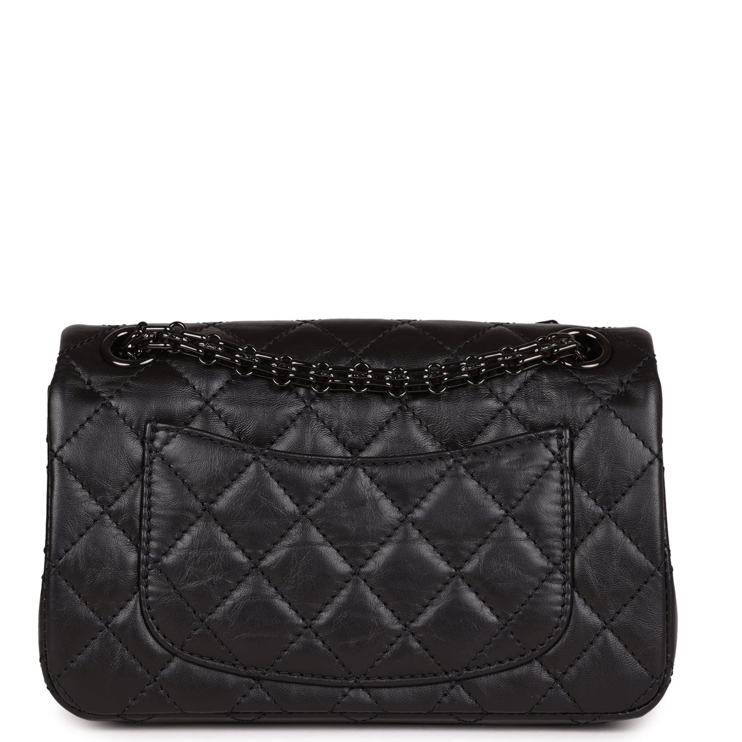 Chanel Mini Reissue 224 2.55 Flap So Black Aged Calfskin Black Hardware