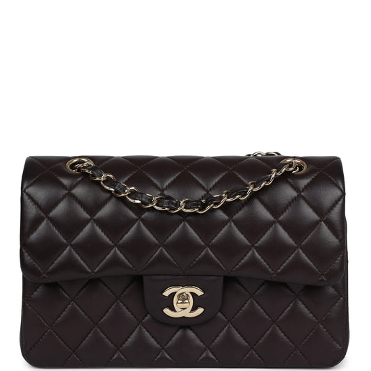 Chanel Small Classic Double Flap Bag Brown Lambskin Light Gold Hardware