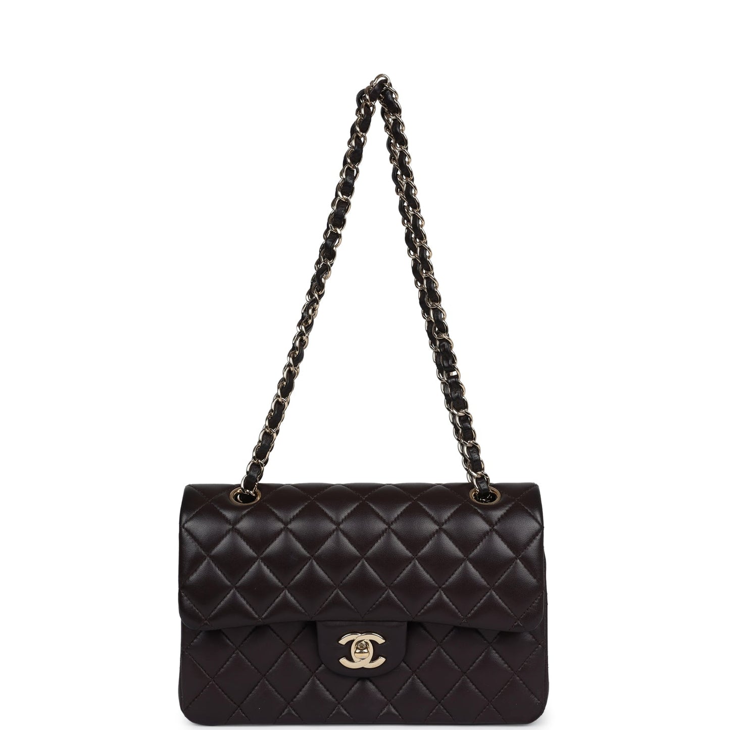 Chanel Small Classic Double Flap Bag Brown Lambskin Light Gold Hardware