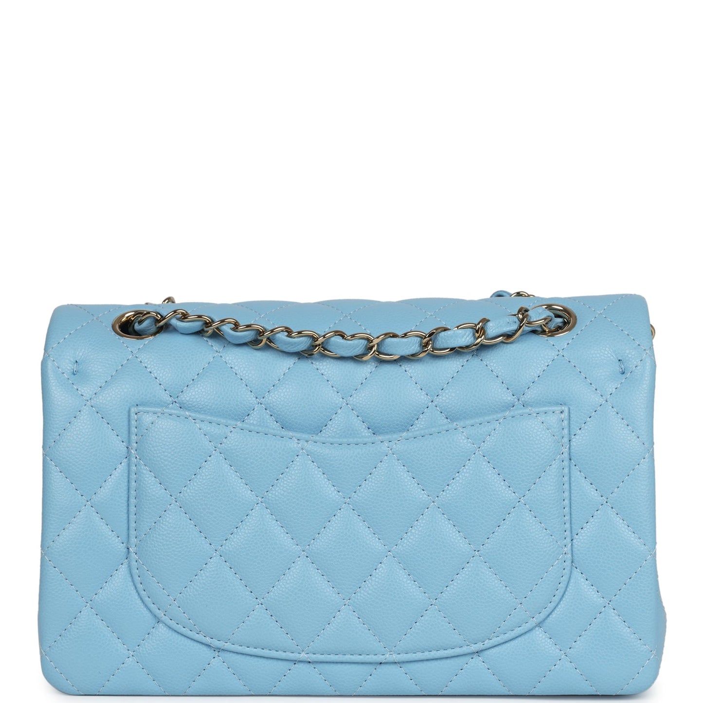 Chanel Small Classic Double Flap Bag Light Blue Caviar Gold Hardware