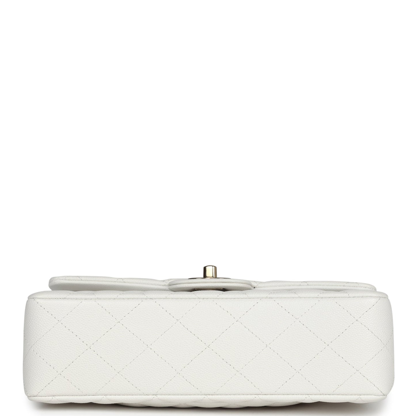 Chanel Small Classic Double Flap White Caviar Light Gold Hardware