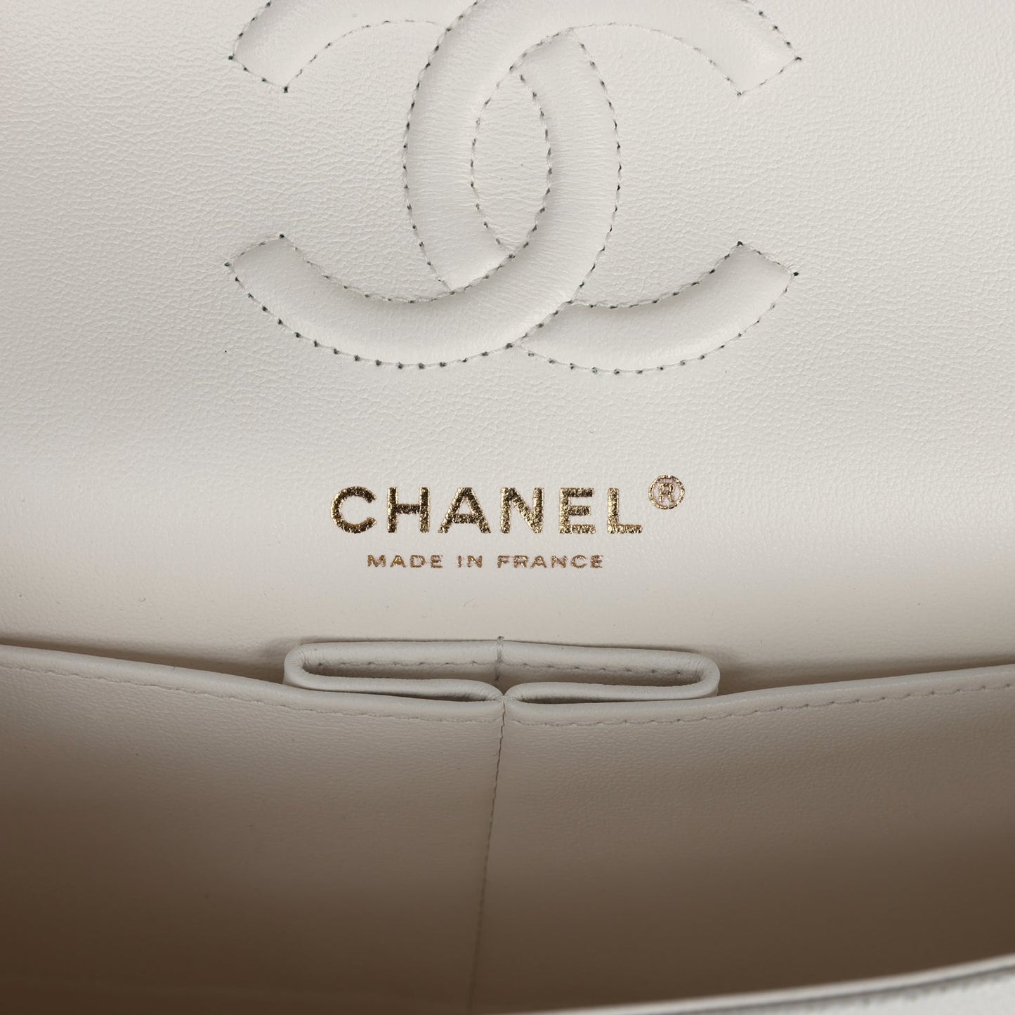 Chanel Small Classic Double Flap White Caviar Light Gold Hardware