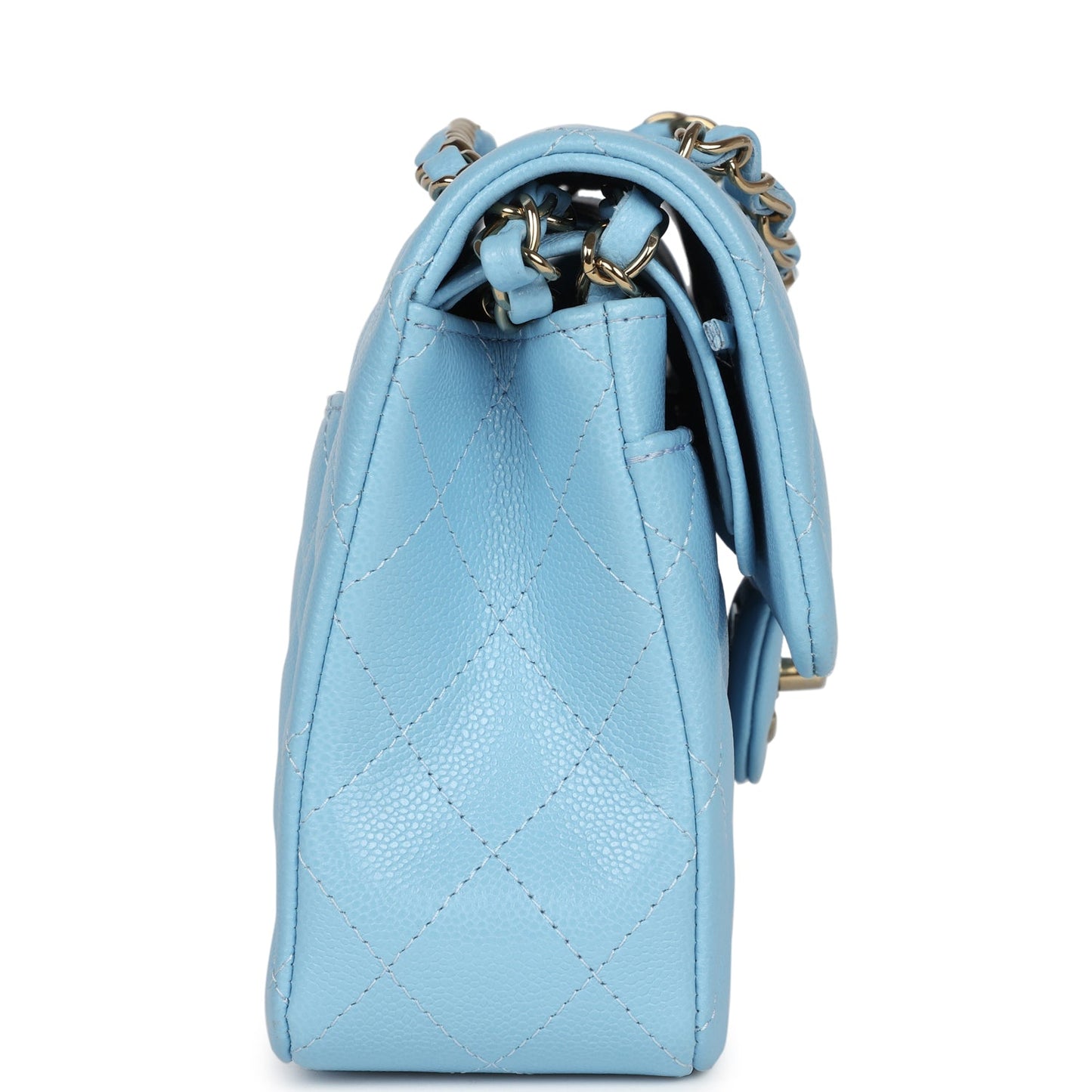 Chanel Small Classic Double Flap Bag Light Blue Caviar Light Gold Hardware