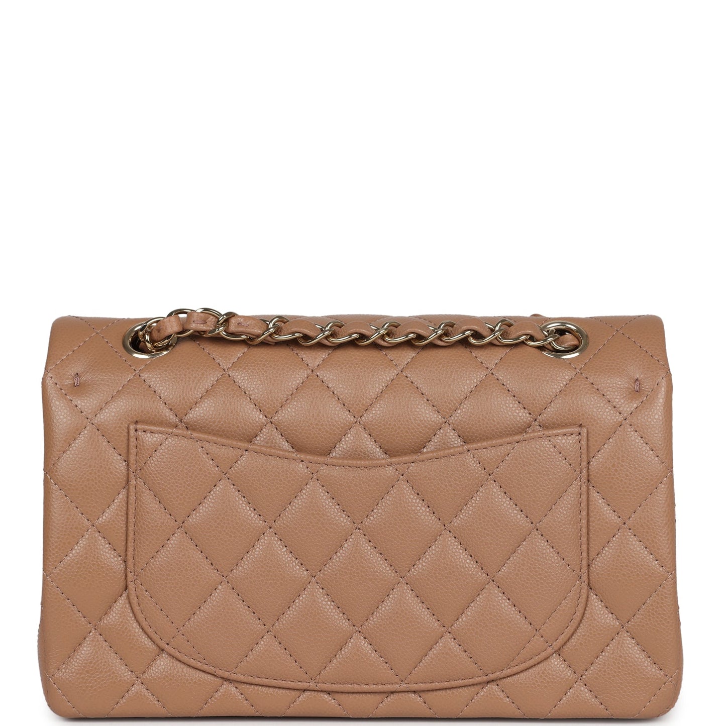 Chanel Small Classic Double Flap Dark Beige Caviar Light Gold Hardware
