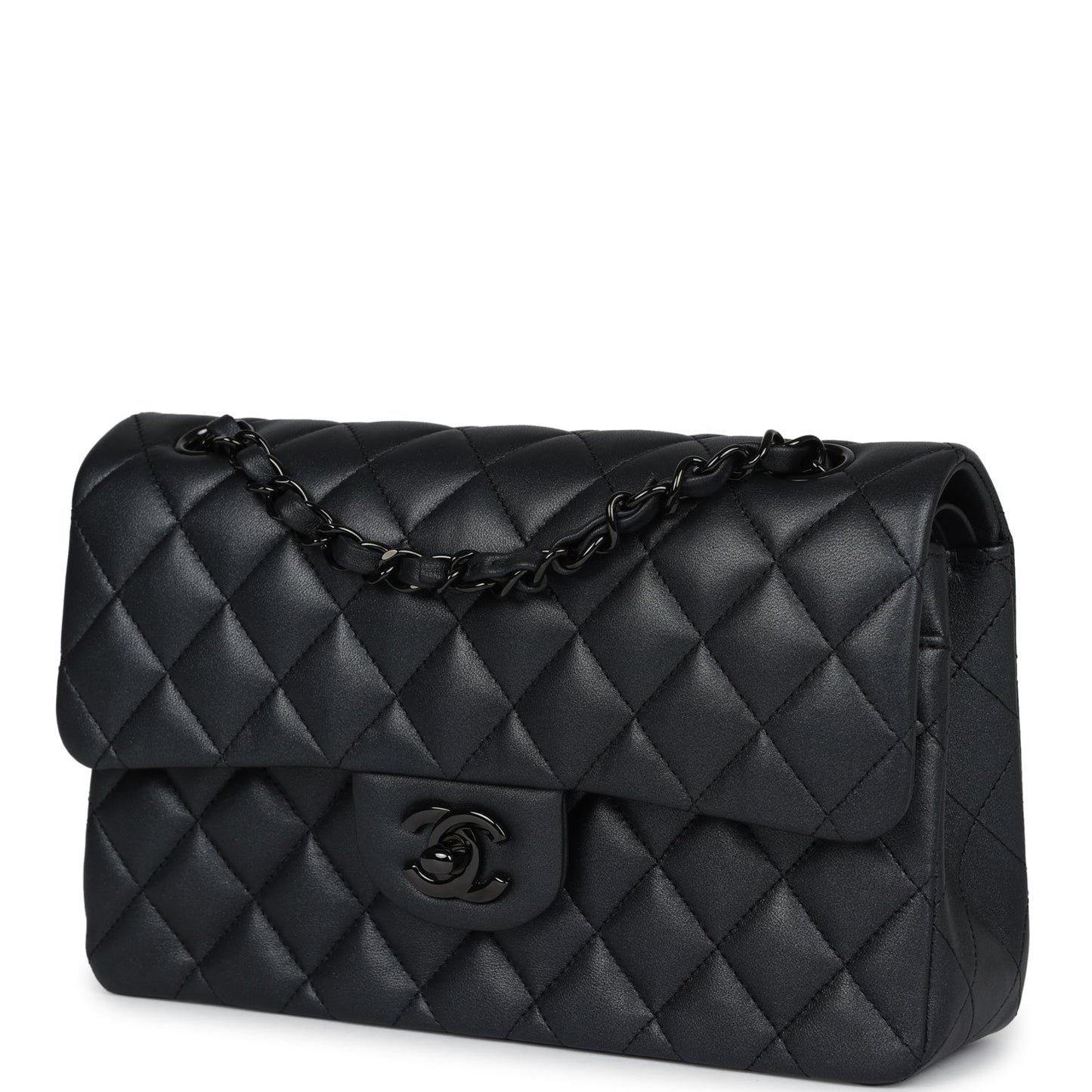 Chanel Small Classic Double Flap Bag SO Black Iridescent Lambskin Black Hardware