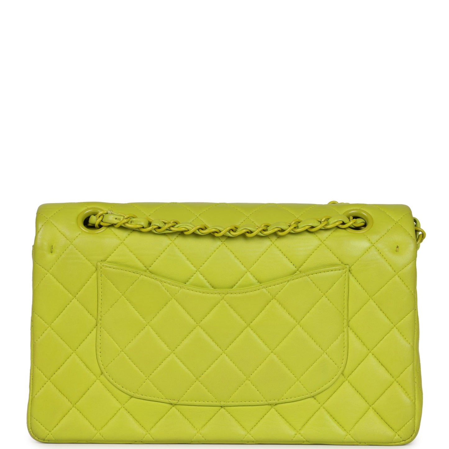 Vintage Chanel Medium Classic Double Flap Lime Green Lambskin Green Hardware