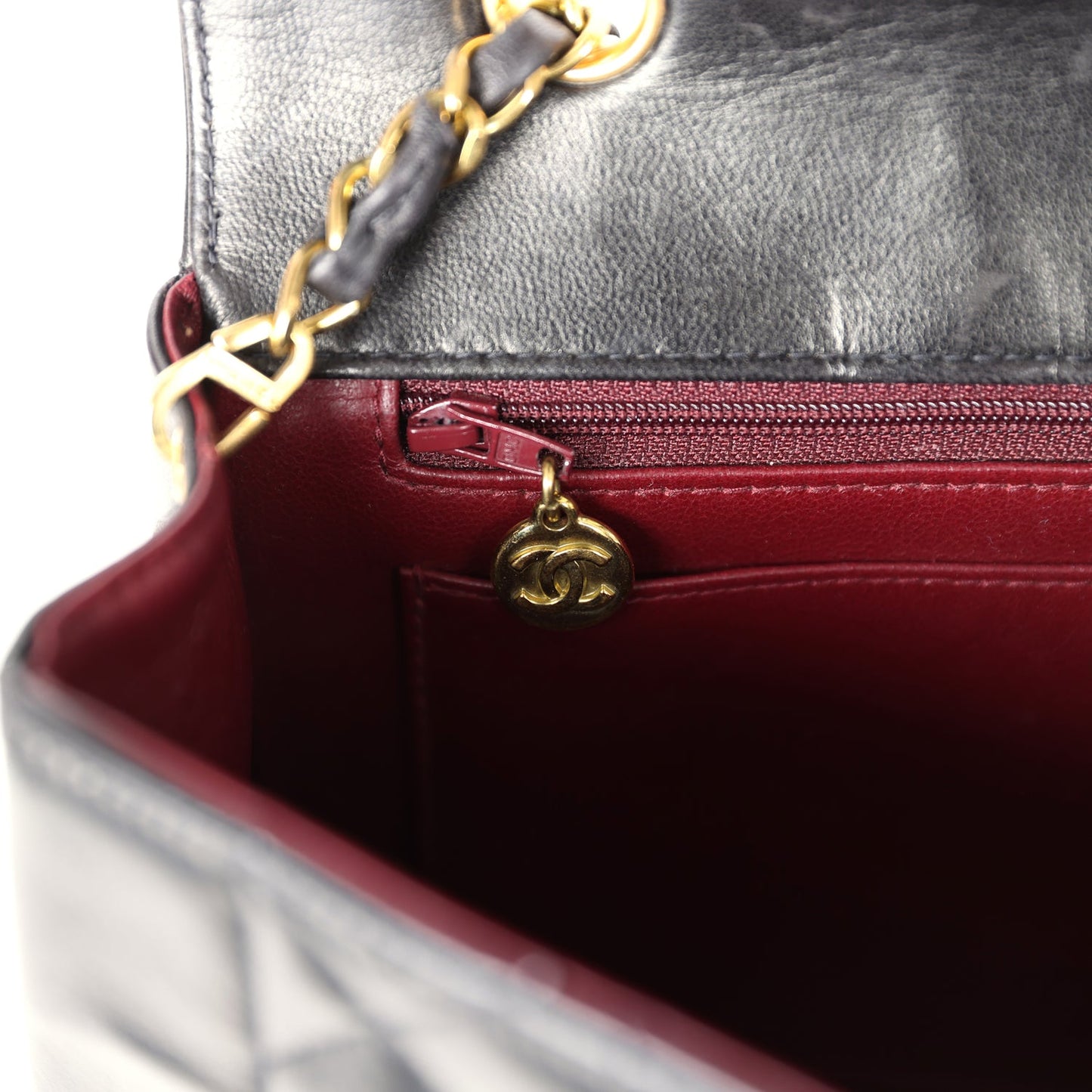 Vintage Chanel Small Diana Flap Bag Black Lambskin Gold Hardware