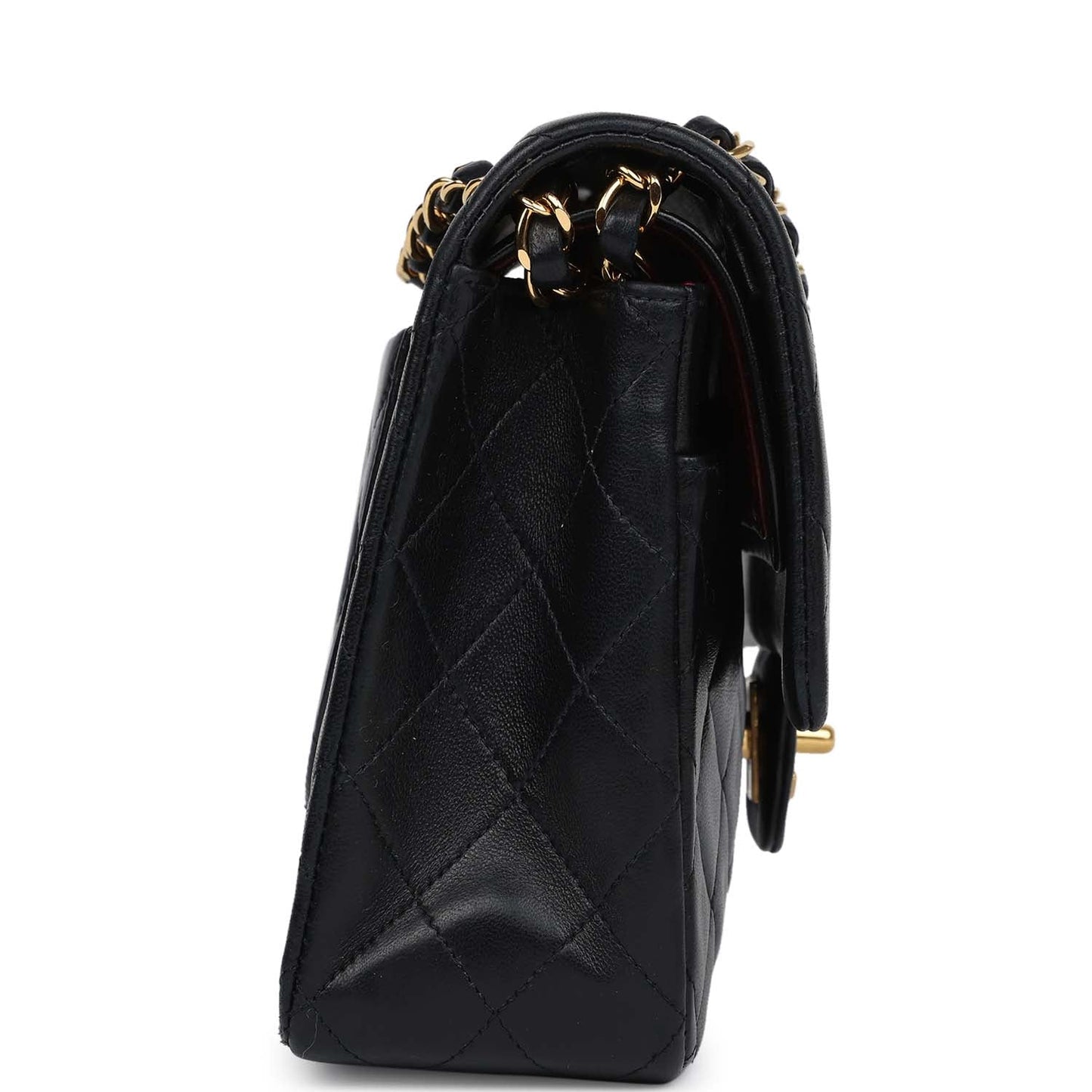 Vintage Chanel Medium Classic Double Flap Bag Black Lambskin Gold Hardware