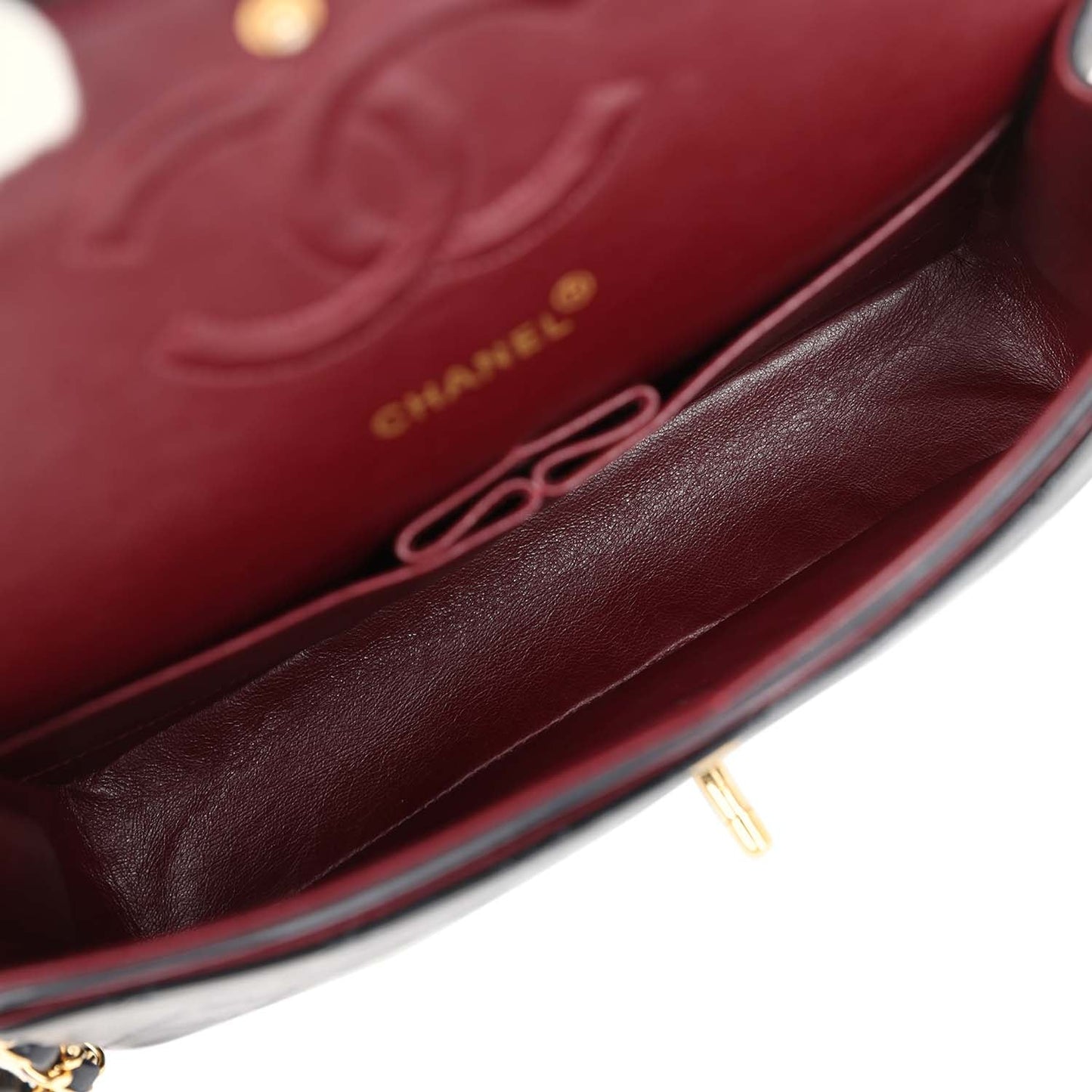 Vintage Chanel Medium Classic Double Flap Bag Black Lambskin Gold Hardware