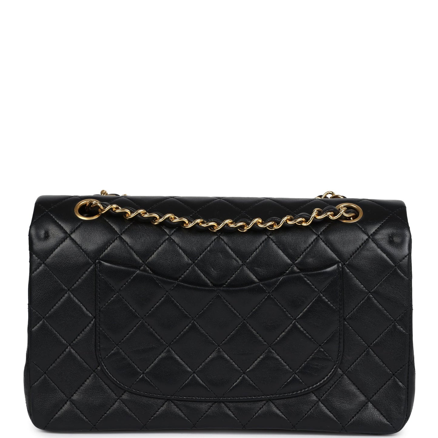 Vintage Chanel Medium Classic Double Flap Bag Black Lambskin Gold Hardware