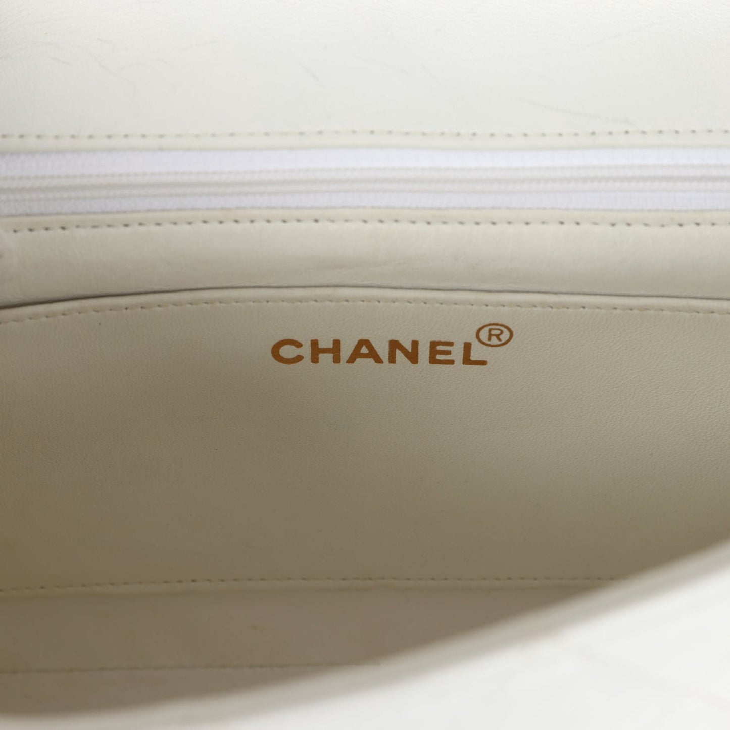 Vintage Chanel Medium Diana Flap Bag White and Black Lambskin Gold Hardware