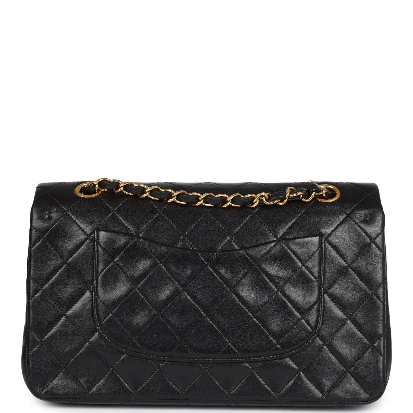 Vintage Chanel Medium Classic Double Flap Bag Black Lambskin Gold Hardware