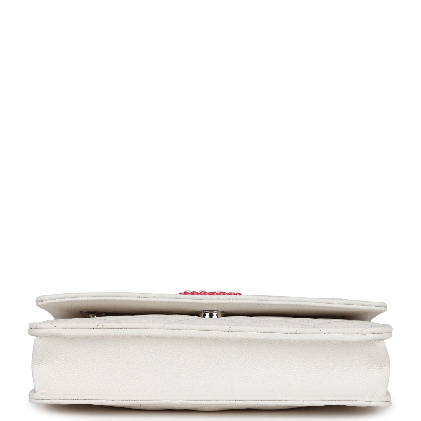 Chanel Wallet On Chain WOC White Caviar Pink and Silver Hardware