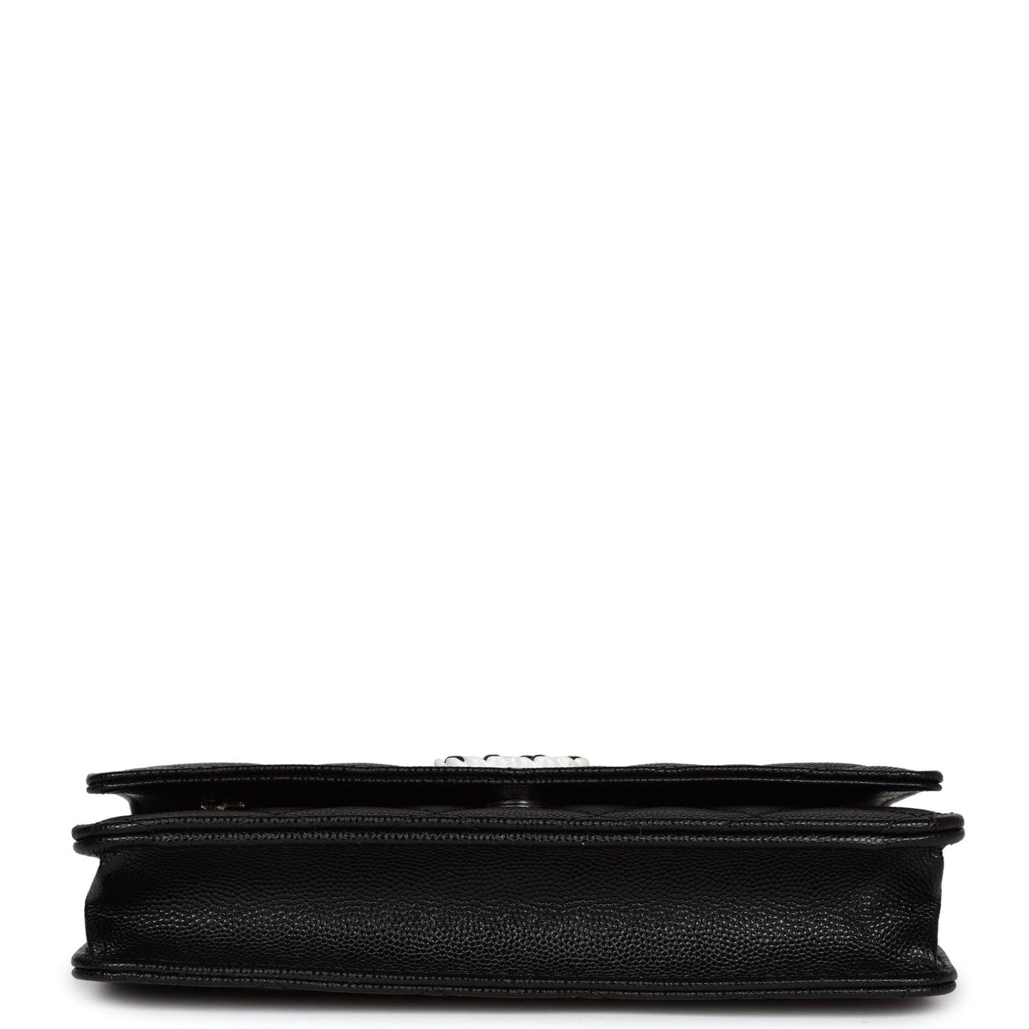 Chanel Wallet On Chain WOC Black Caviar White and Silver Hardware
