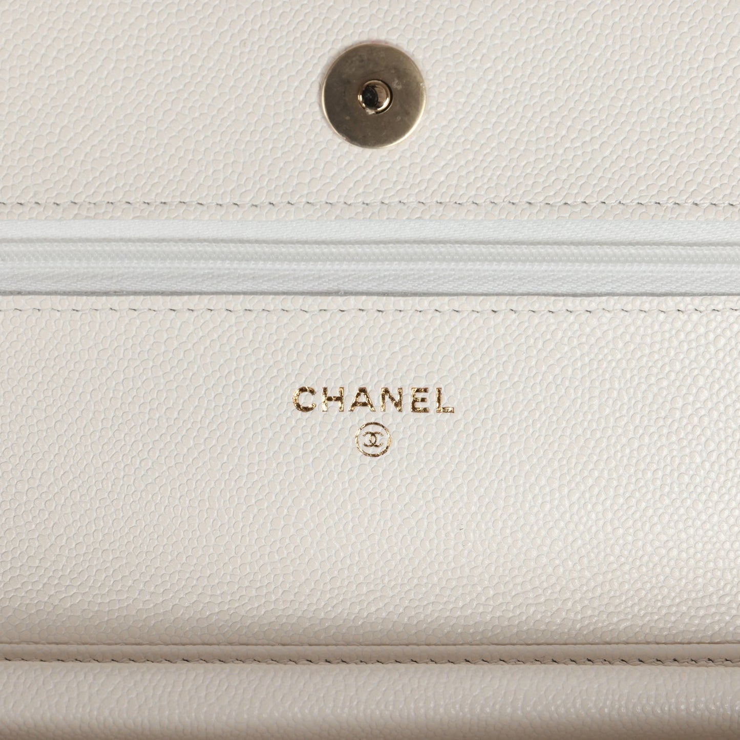 Chanel Wallet On Chain WOC White Caviar Light Gold Hardware