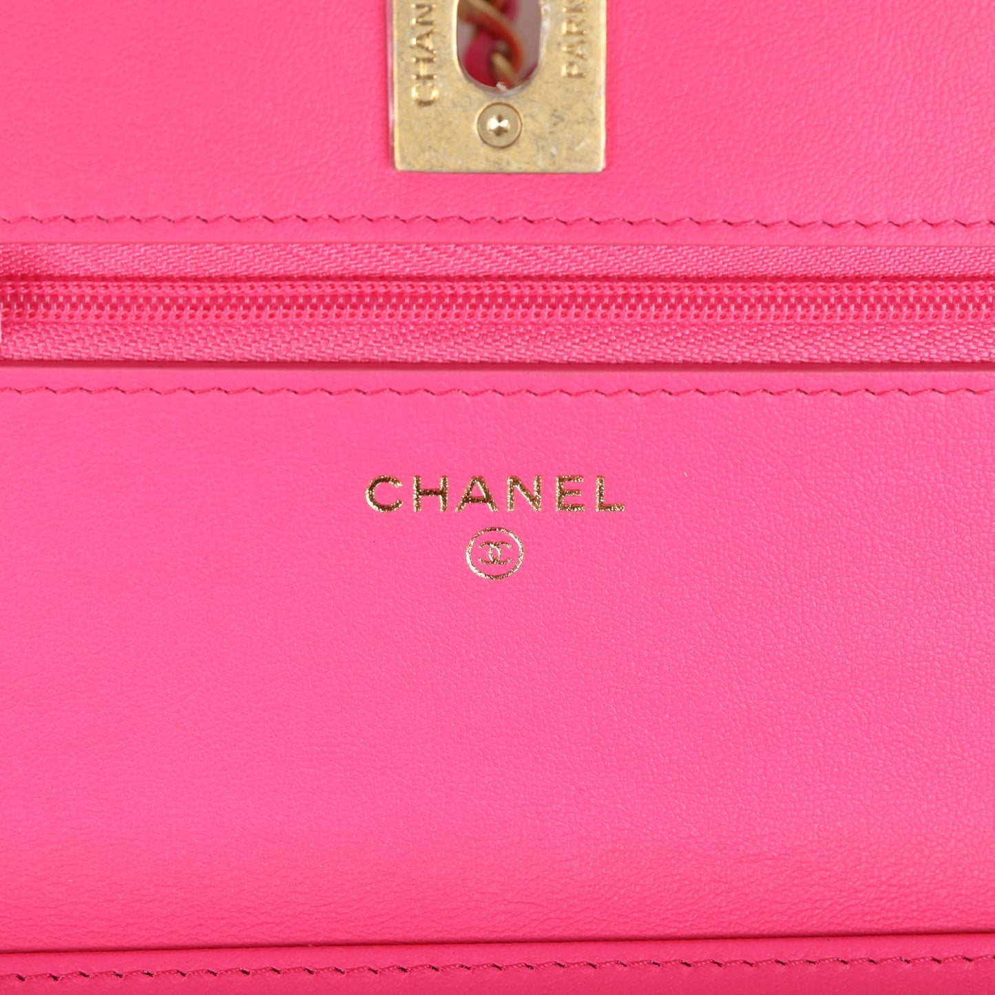 Chanel Wallet on Chain WOC Fuchsia Caviar Antique Gold Hardware