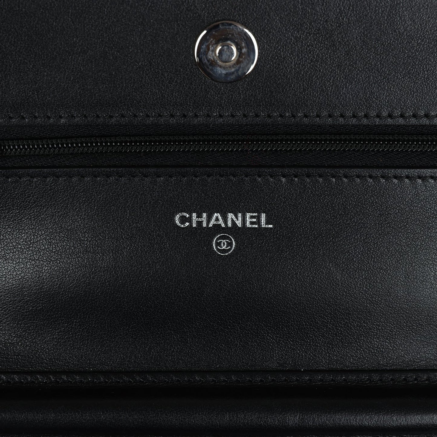 Chanel Classic Wallet On Chain WOC Pink & Black Patent Leather Silver Hardware