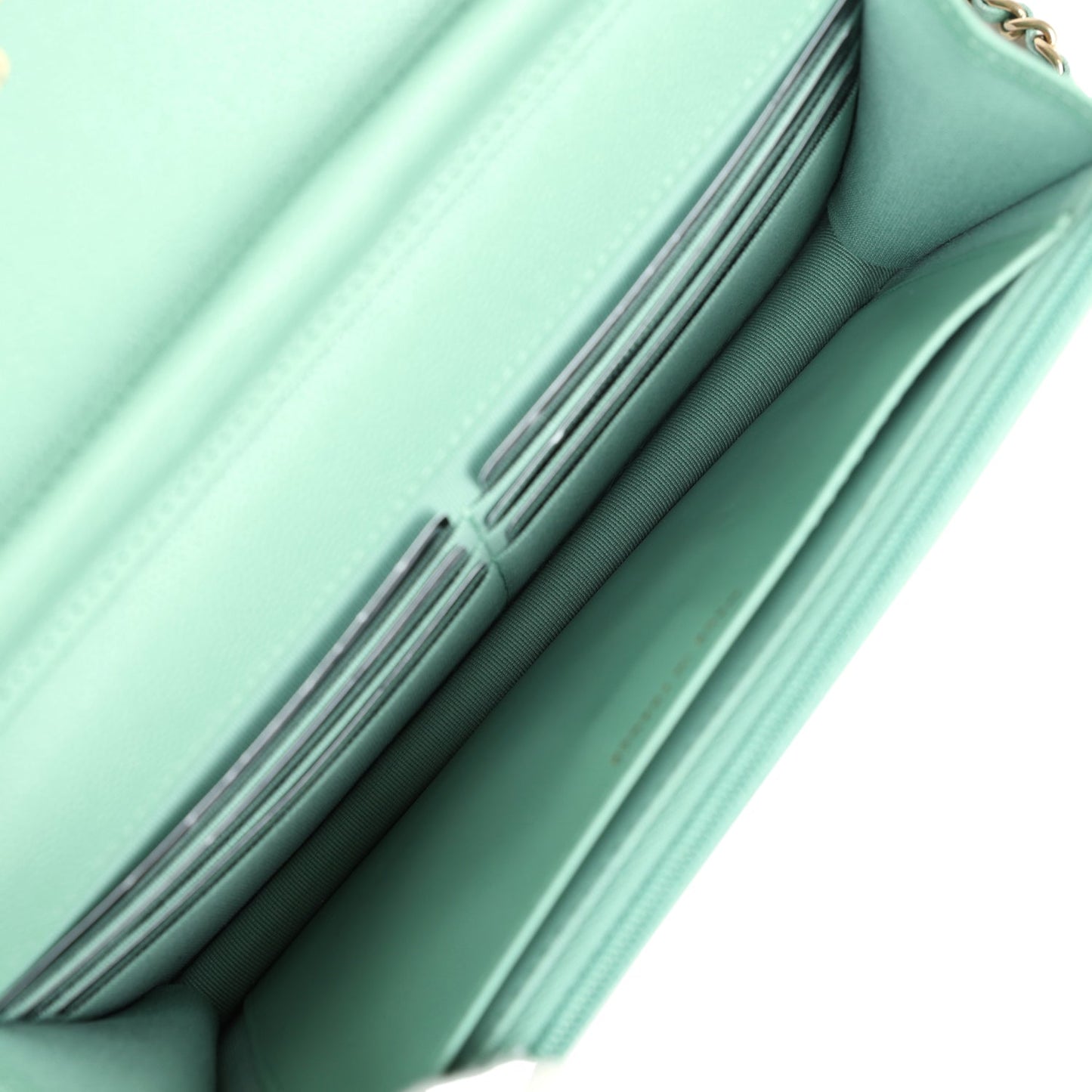 Chanel Wallet On Chain WOC Light Green Caviar Light Gold Hardware