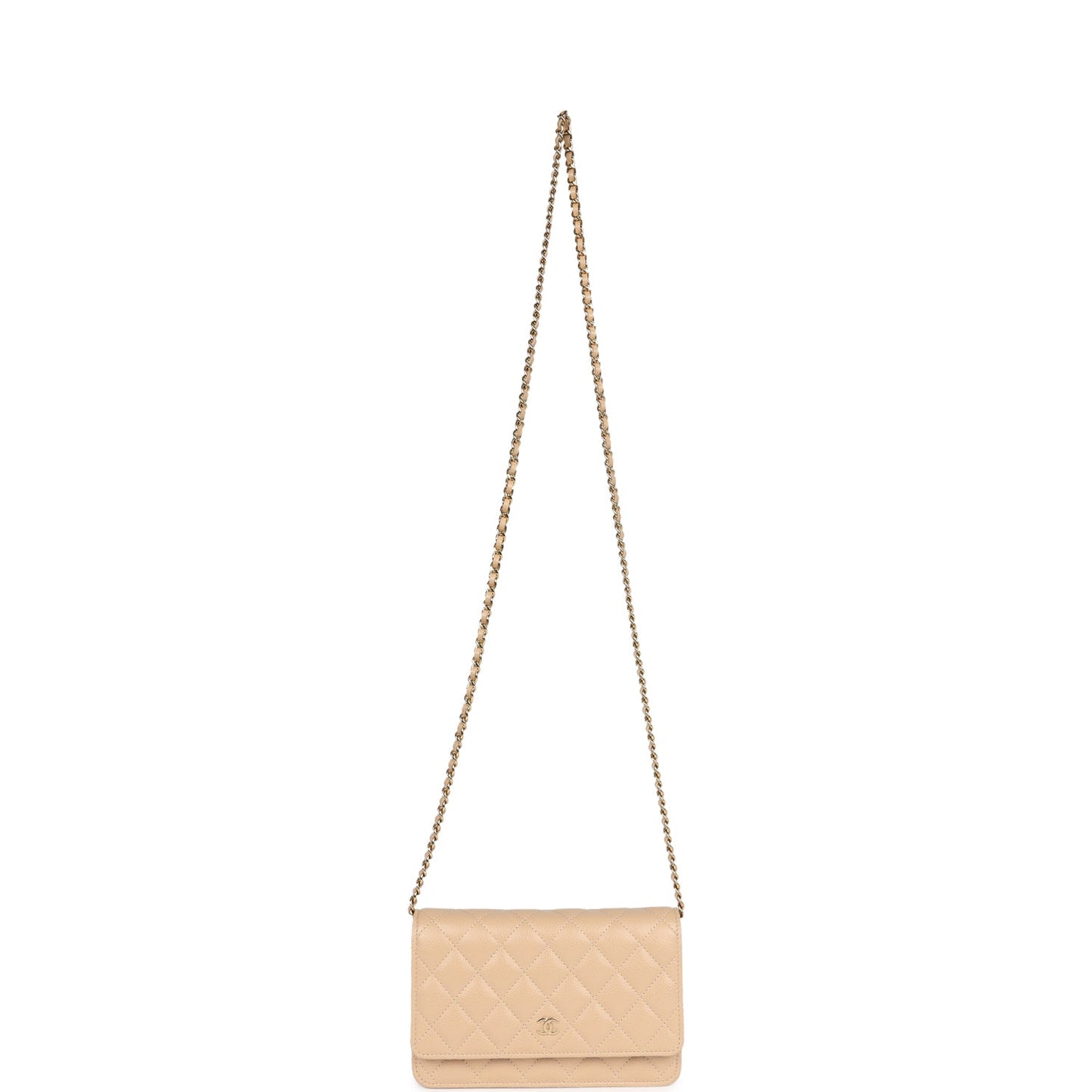 Chanel Wallet On Chain WOC Light Beige Caviar Gold Hardware