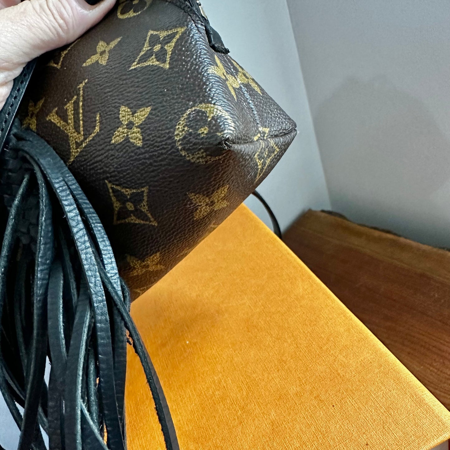 The Junco Crossbody -Orvis bags Monogram in Black Fringe