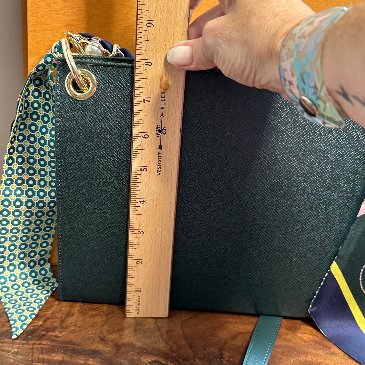 The Swan Crossbody -Orvis bags LV Taiga Leather in Dark Green