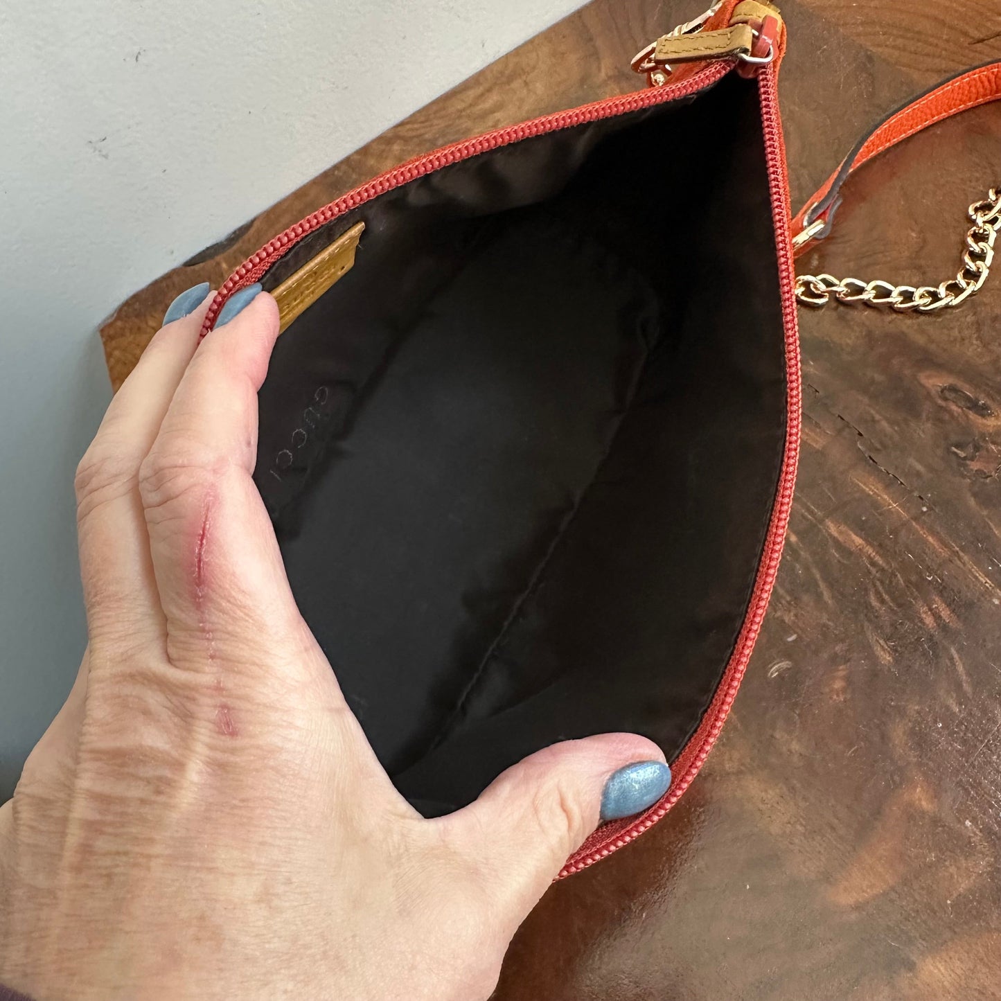 The Junco Crossbody - Orvis bags Suede GG in Rust Orange