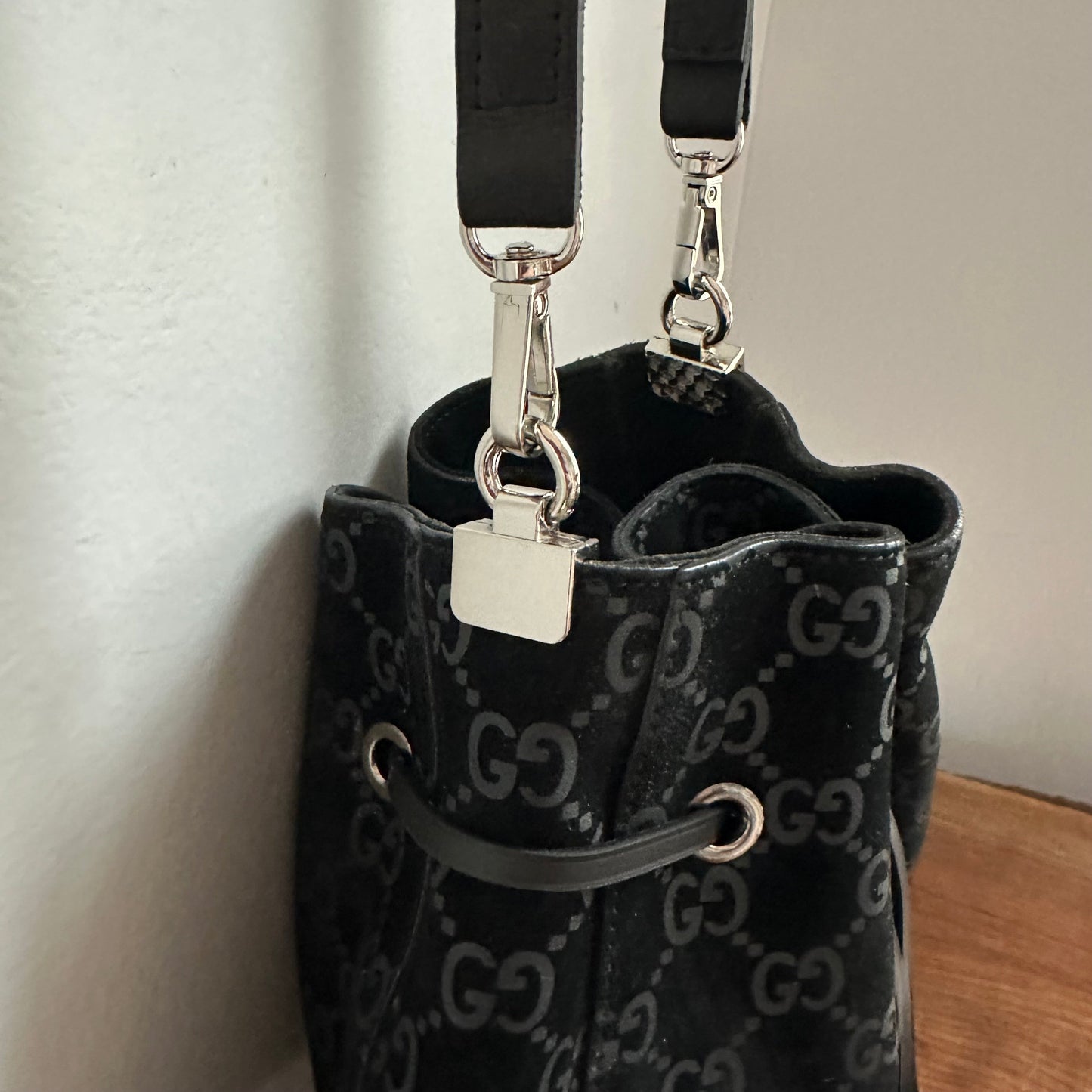 The Peacock Crossbody -Orvis bags Suede GG in Black