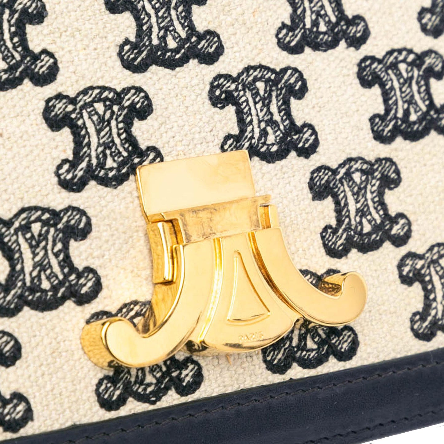 Celine Teen Embroidered Canvas Triomphe Crossbody