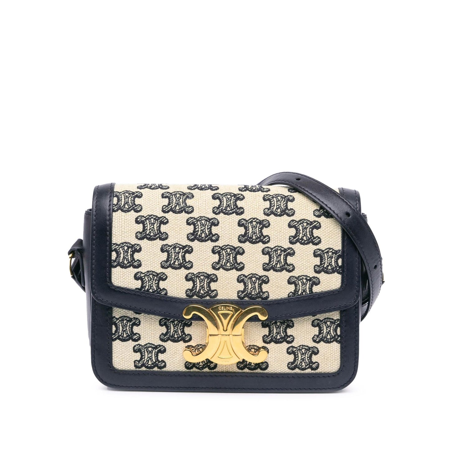Celine Teen Embroidered Canvas Triomphe Crossbody
