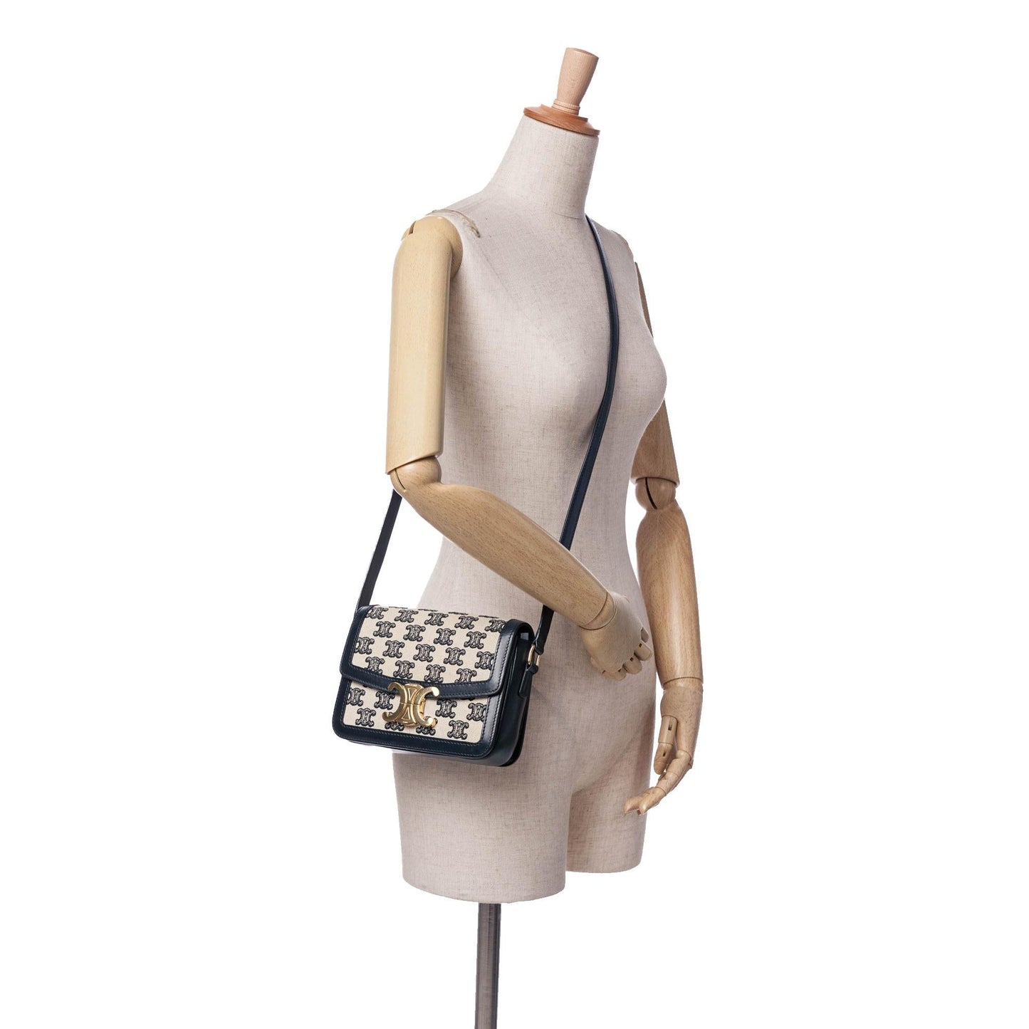 Celine Teen Embroidered Canvas Triomphe Crossbody