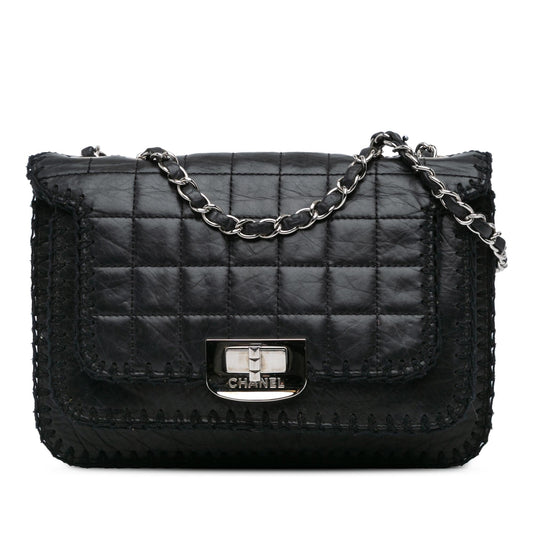 Chanel Aged Calfskin Whipstitch Chocolate Bar Mademoiselle Flap