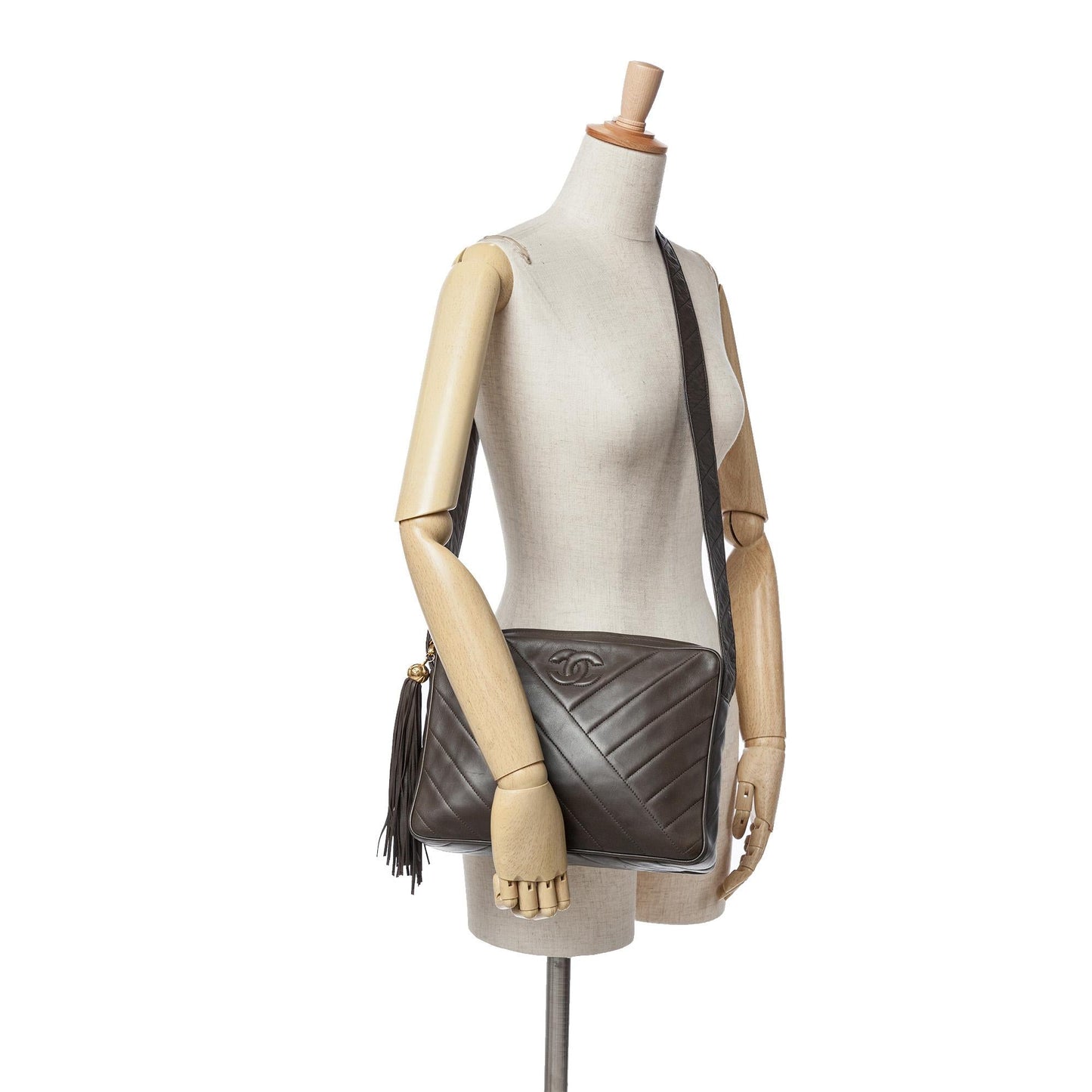 Chanel CC Chevron Lambskin Tassel Crossbody