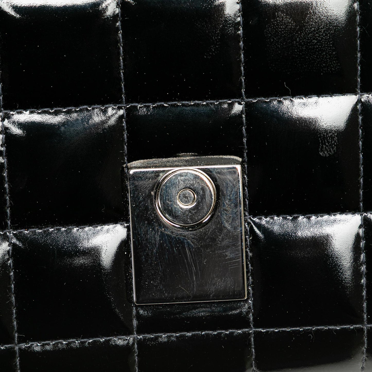 Chanel CC Chocolate Bar Patent Clutch on Chain