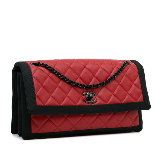 Chanel CC Grossgrain trim Lambskin Flap Shoulder Bag