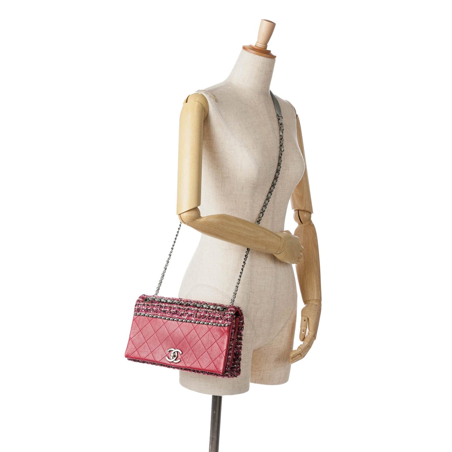Chanel CC Lambskin and Tweed Flap