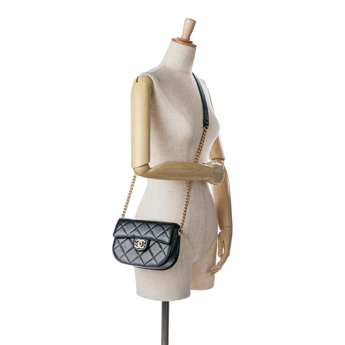 Chanel CC Quilted Calfskin Round Moon Messenger Flap