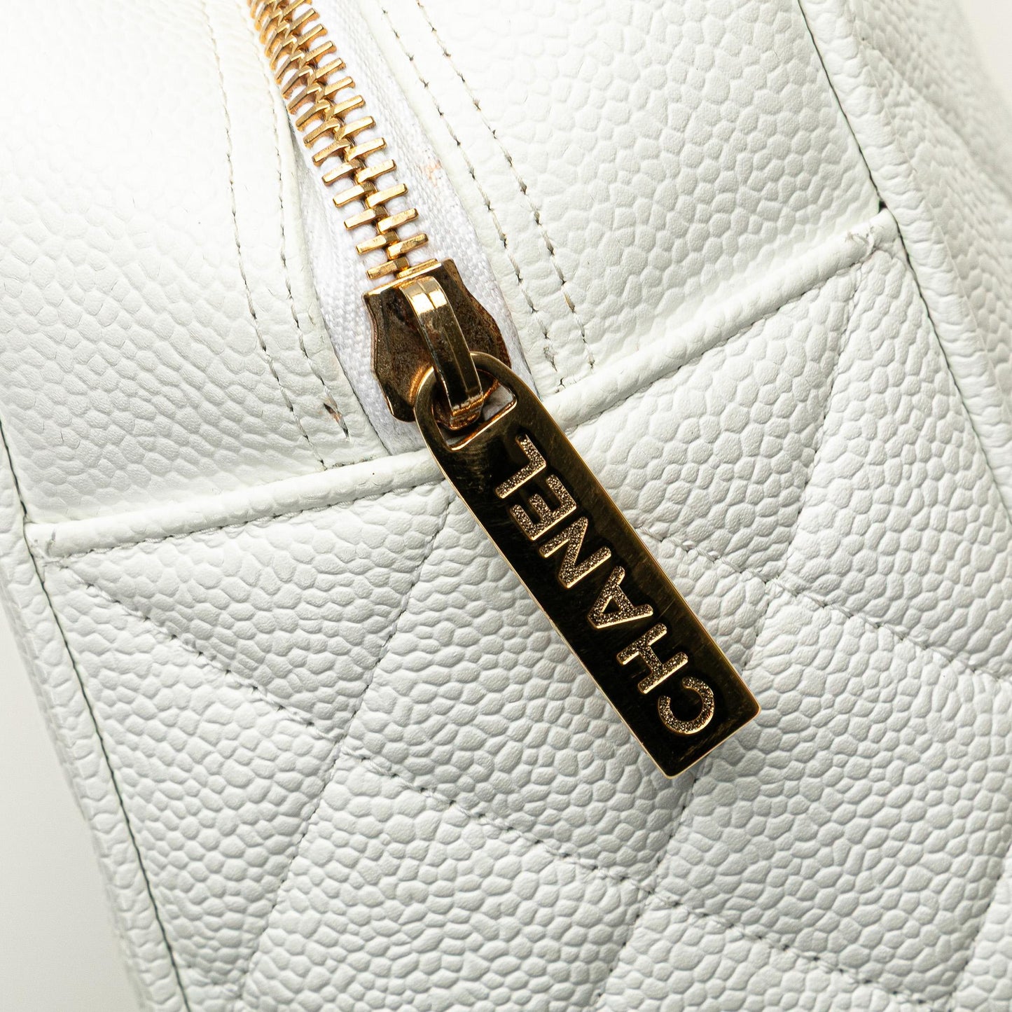 Chanel CC Quilted Caviar Bowling Bag