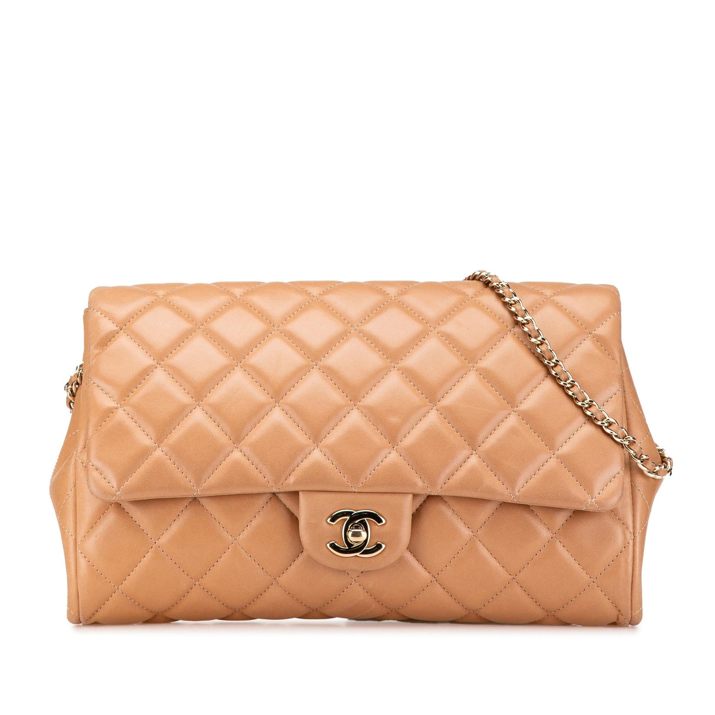 Chanel CC Quilted Lambskin Clutch With Chain