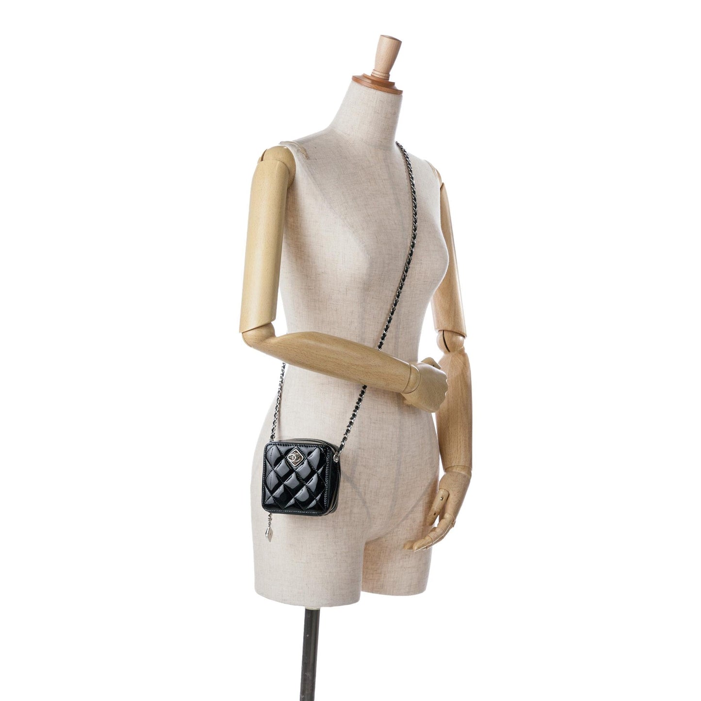 Chanel CC Quilted Patent Clutch With Chain