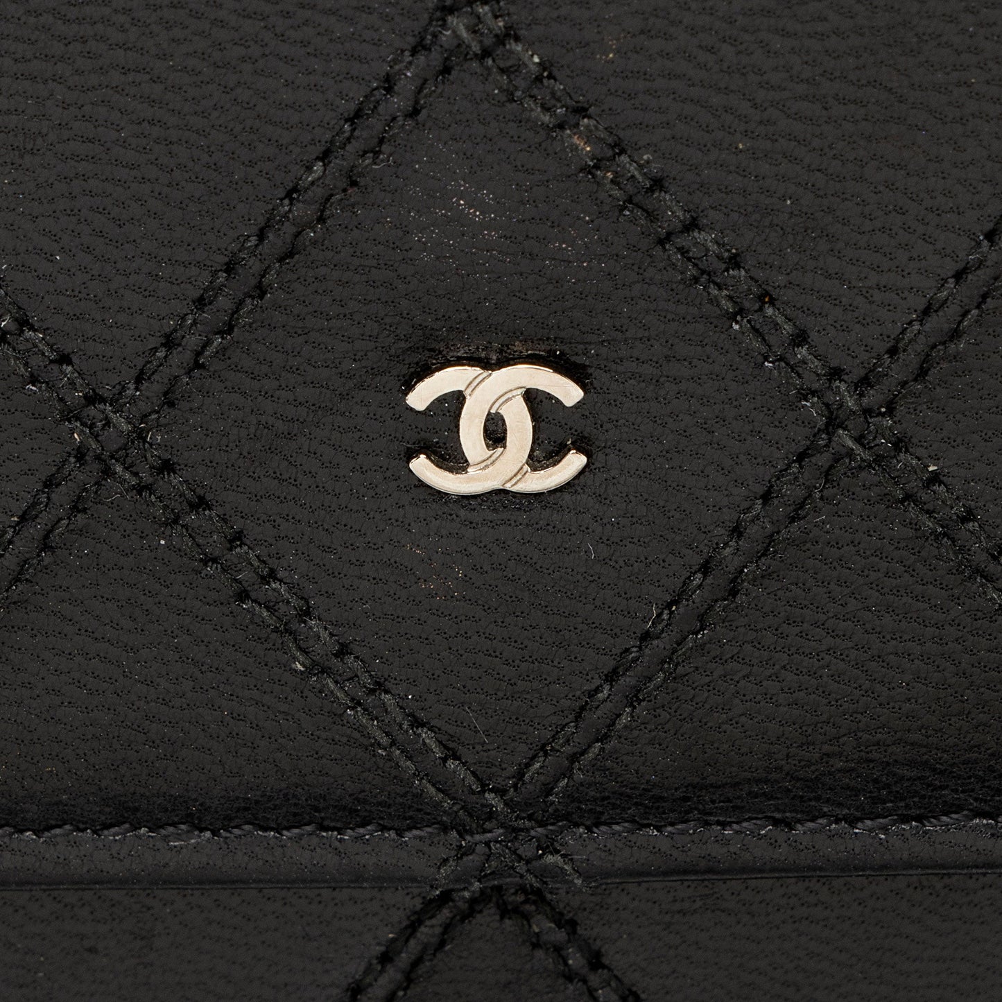 Chanel Calfskin Diamond Wild Stitch French Purse Wallet (SHF-snVzTa)